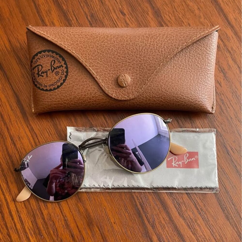 Ray-Ban Lilac Round Flash Sunglasses